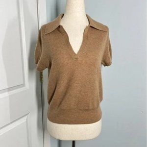 JCrew Featherweight cashmere collared short-sleeve sweater size M